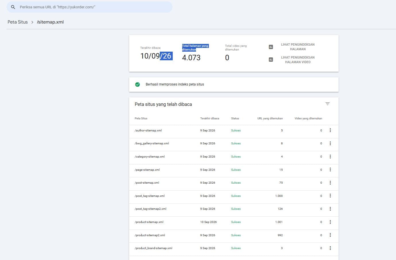 Periksa Sitemap Website